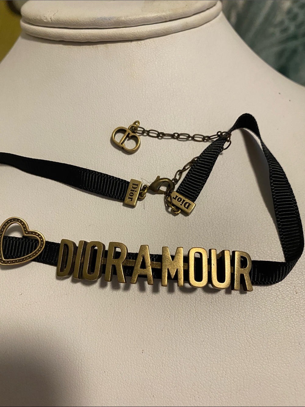 Dior DIORAMOUR Choker with Black/brown ribbon choker
